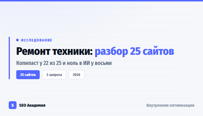 Конкурентный анализ ниши ремонта смартфонов и бытовой техники: разбор 25 сайтов