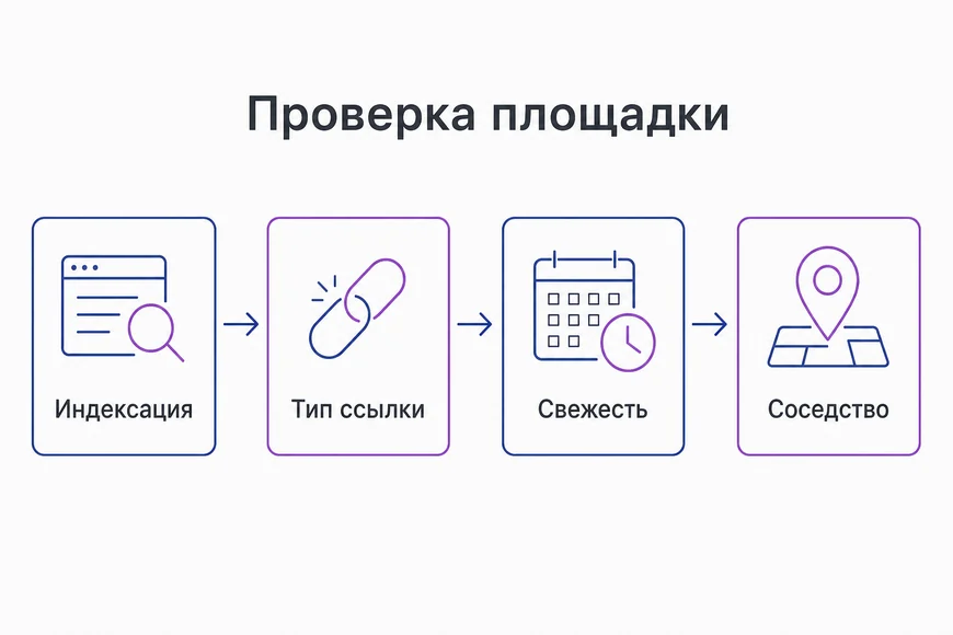 Проверка площадки за пять минут Четыре шага проверки площадки: индексация, тип ссылки, свежесть публикаций и соседство в ленте