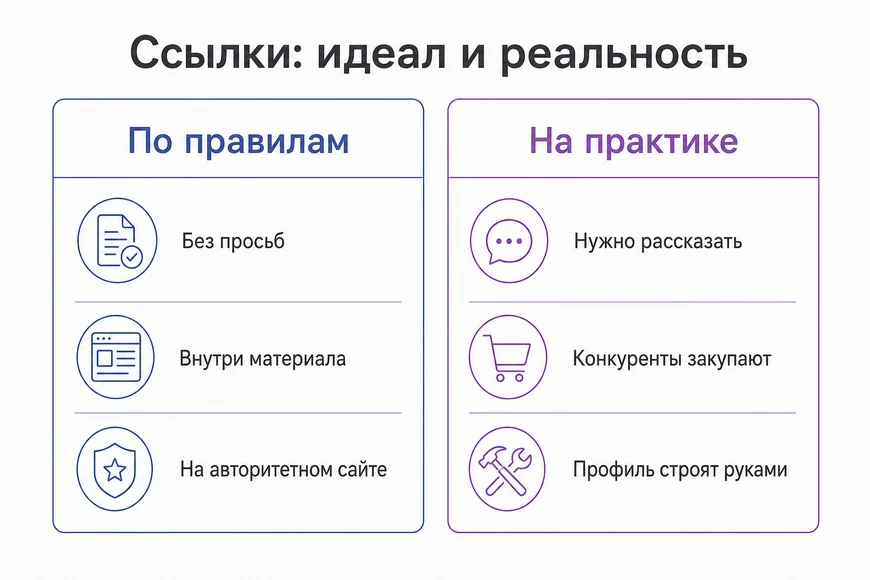 Идеал и реальность Сравнение требований Google к ссылкам и реальной практики