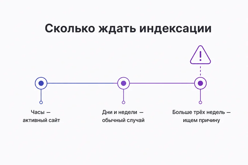 Ориентировочные сроки индексации новой страницы и признаки проблемы
