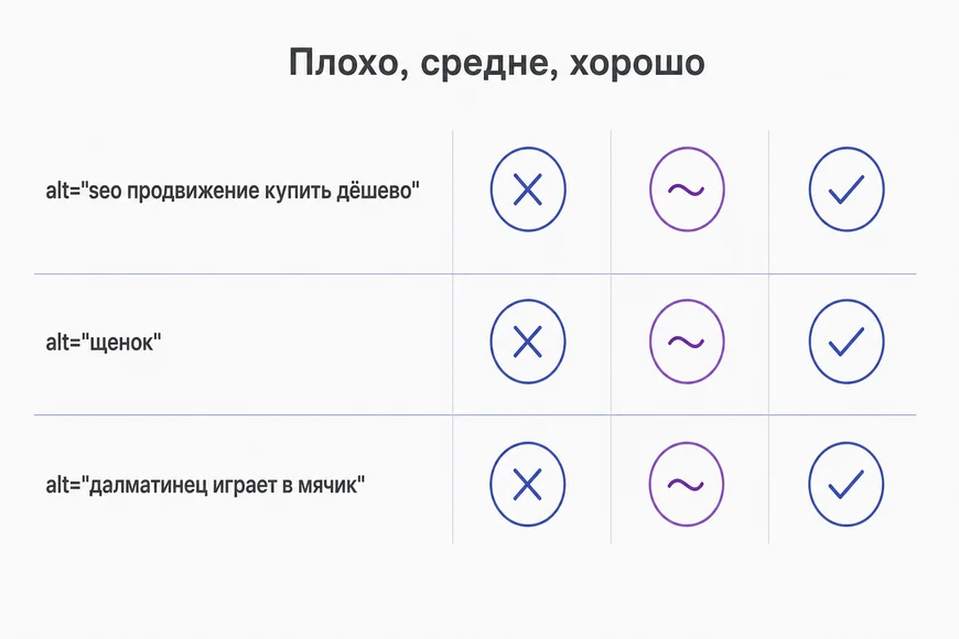 Каким бывает alt Примеры плохого, среднего и хорошего alt-описания