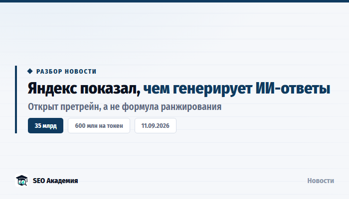 Яндекс открыл базовую модель ИИ-ответов Alice AI Search Pretrain: разбор для SEO