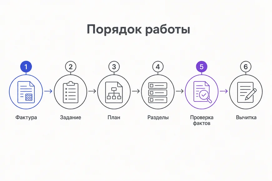 Порядок работы с нейросетью Шесть шагов работы над статьёй с нейросетью